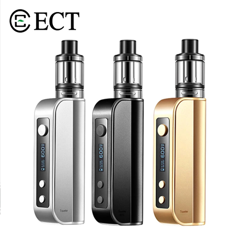 

New 50w Starter Kit Big Smoking 50W Electronic Cigarette ECT Traveler TC Box Mod Top Filling Vape Kit Vaporizer