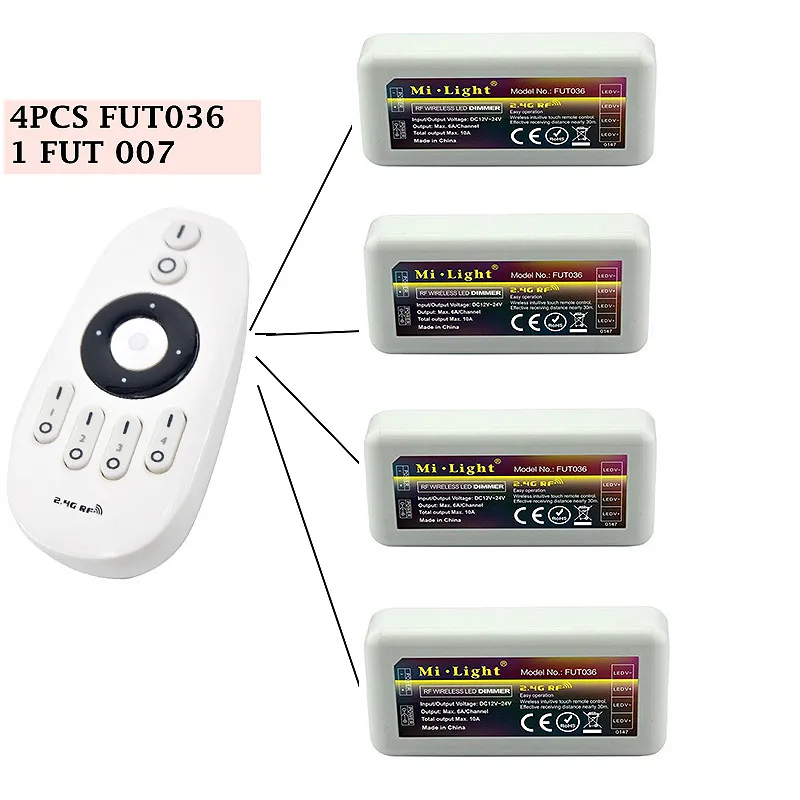 Mi светильник FUT036 2,4G RF беспроводной 4 зоны Регулируемая яркость CCT dim mi ng контроллер Диммер для одноцветный светодиодный светильник