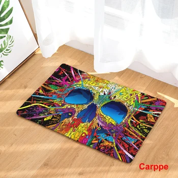 

Skull Color Flower Print Bedroom Door Entrance Carpet Doormat Rug Non-slip Bathroom Living Room Kitchen Floor Mat 40x60 50x80cm