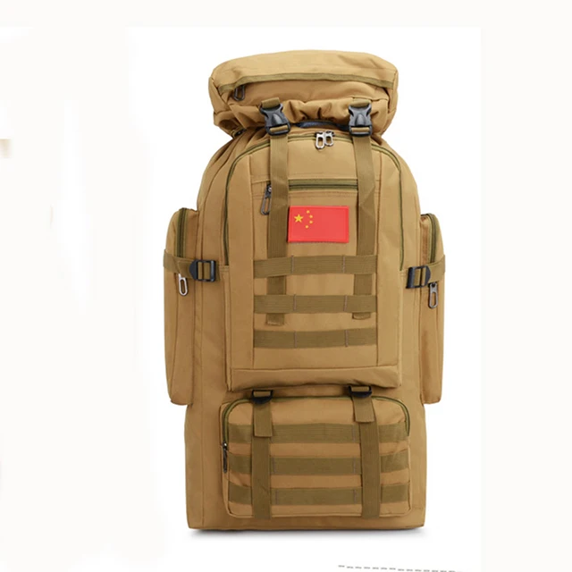 70L 600D Camping Hiking Mountaineering Backpack Military Molle Camo