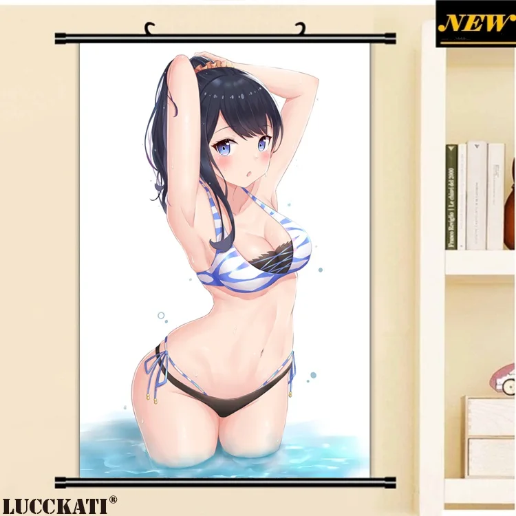 40X60 см SSSS. Gridman серия Rikka, трусики, сексуальные лоли бикини, задник, ножки, мультфильм, аниме, Настенная картина, прокрутка, холст, живопись, плакат