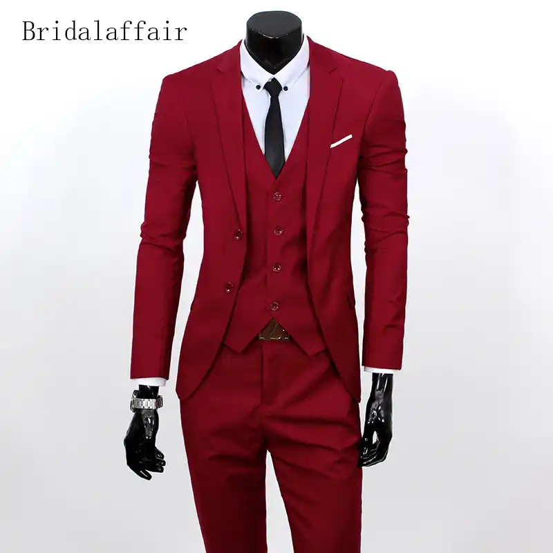 Bridalaffair Chaqueta Pantalon Chaleco Trajes De Fiesta De Graduacion Para Boda En Color Rojo Para Hombre Traje De Estilo De Caballero Traje De Esmoquin Para Hombre 3 Piezas Aliexpress