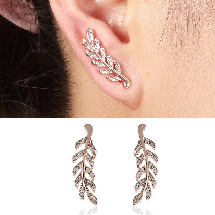 Us 1 93 30 Off Boucle D Oreille Femme 2018 Fashion Perhiasan Wanita Emas Perak Stud Earrings Leaf Earring Cartilage Piercing Boho Aretes De Mujer Di