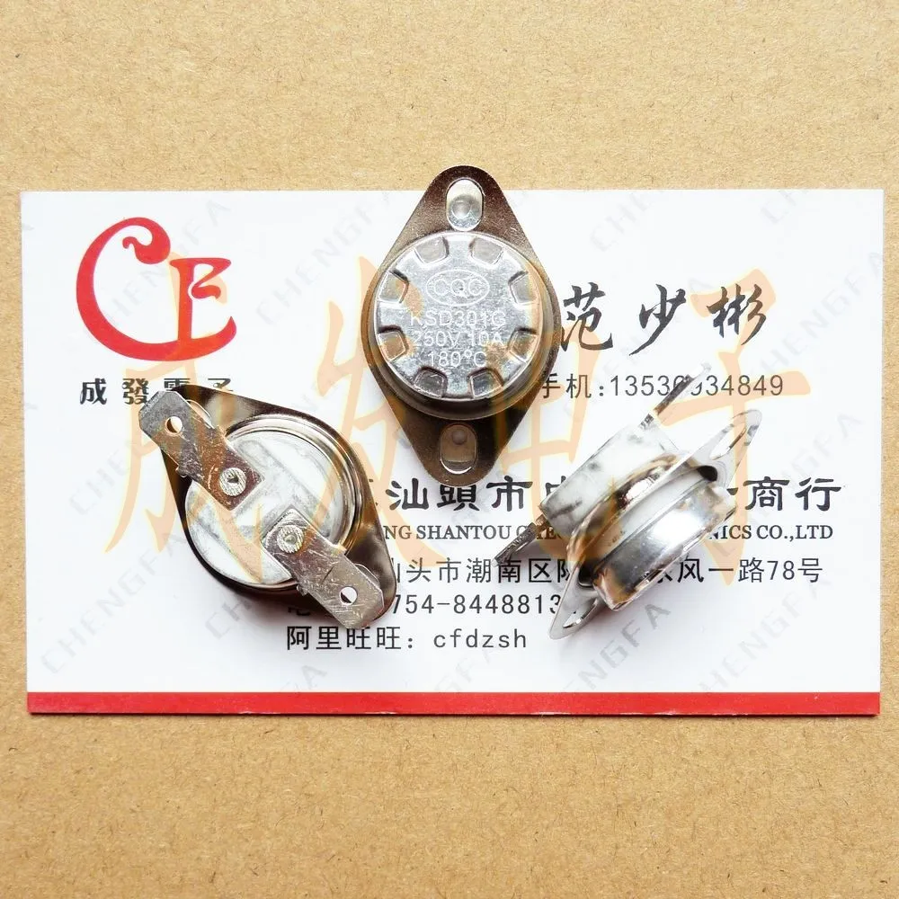 

KSD301 180 degrees 250V / 10A ceramic thermostat / thermal protector KSD temperature control switch normally closed buckle