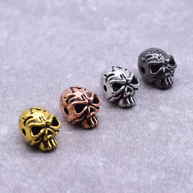 

10pcs/lot Retro Style 4 Colors Skull Charm Beads for Jewelry Making DIY Bracelet Components Accessories Wholesale
