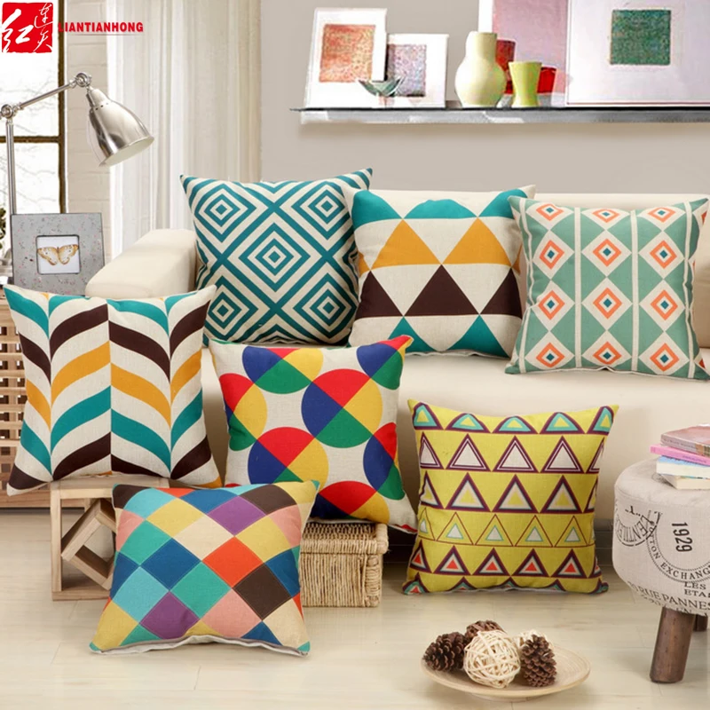 

Nordic Style Geometric Printed 18x18inch 45*45cm Home Decorations Sofa Seat Back Cushions Include Filling Inner Core Car Pillow