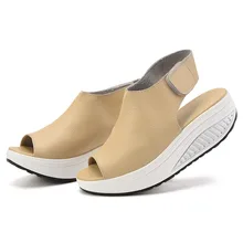 New Fashion Women Sandals For Spring Summer Peep Toes Leisure PU Leather Rome Style Wedges Sandals