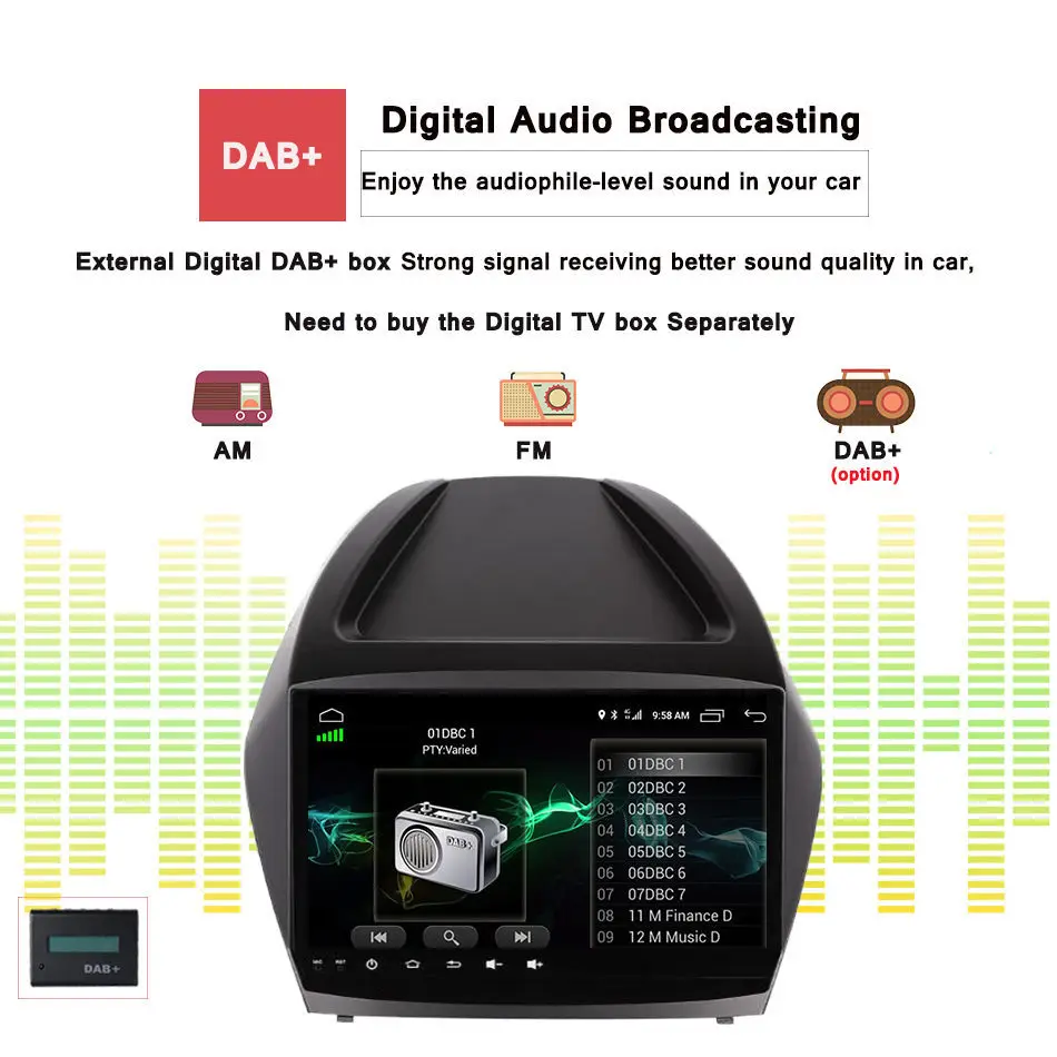 Clearance 9" Octa Core 1024*600 Android 9.0 2Din Car DVD For Hyunda IX35 Tucson 2009-2015 Car Radio Video Player GPS Navigation System 4