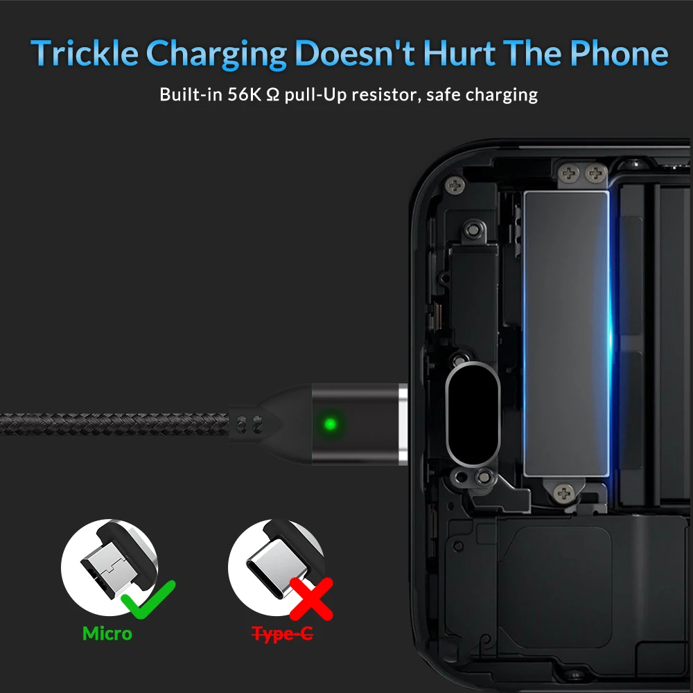 Кабель Micro USB TOPK магнитный для быстрой зарядки 1 м 3 а Samsung s6 s4 Note 6 5 Xiaomi 4X 4 Huawei P8
