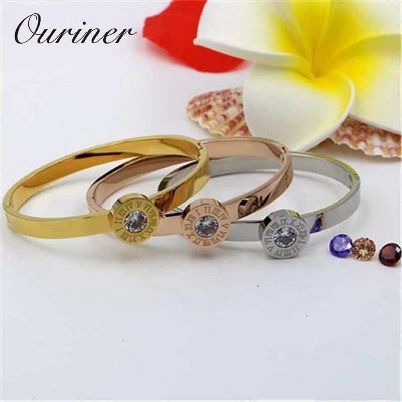 Любовь винт кристаллы римские цифры браслет и для женщин Jewelry 4 цвета CZ камни