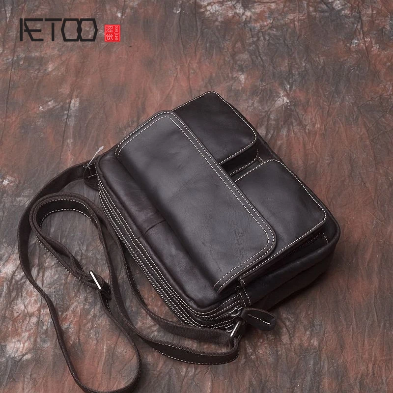 

AETOO 2017 new summer shoulder mini ipad small bag leather first layer of leather casual portable men's messenger bag