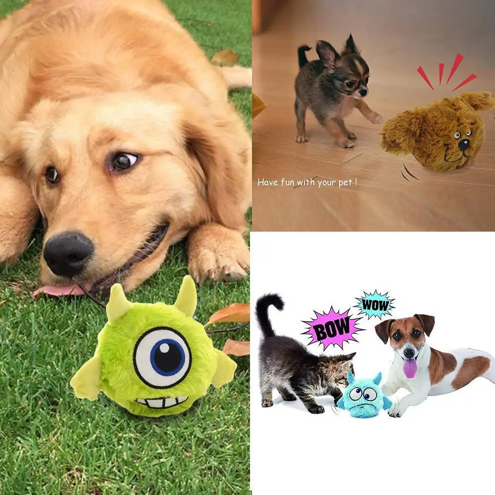 Dog Toys Squeaking Cat Dog Toys Plush Jumping Automatic Giggle Ball Interactive Shake Squeak Toy Eco-friendly Non-toxic Material