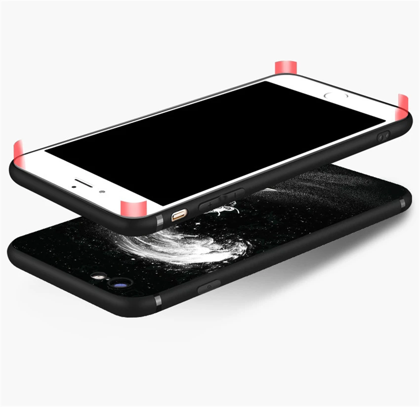 Мультяшный Космический Чехол для Телефона iPhone 7 8 Plus, милый матовый рельефный Ультратонкий Мягкий чехол для iPhone 6 6 S X для пары