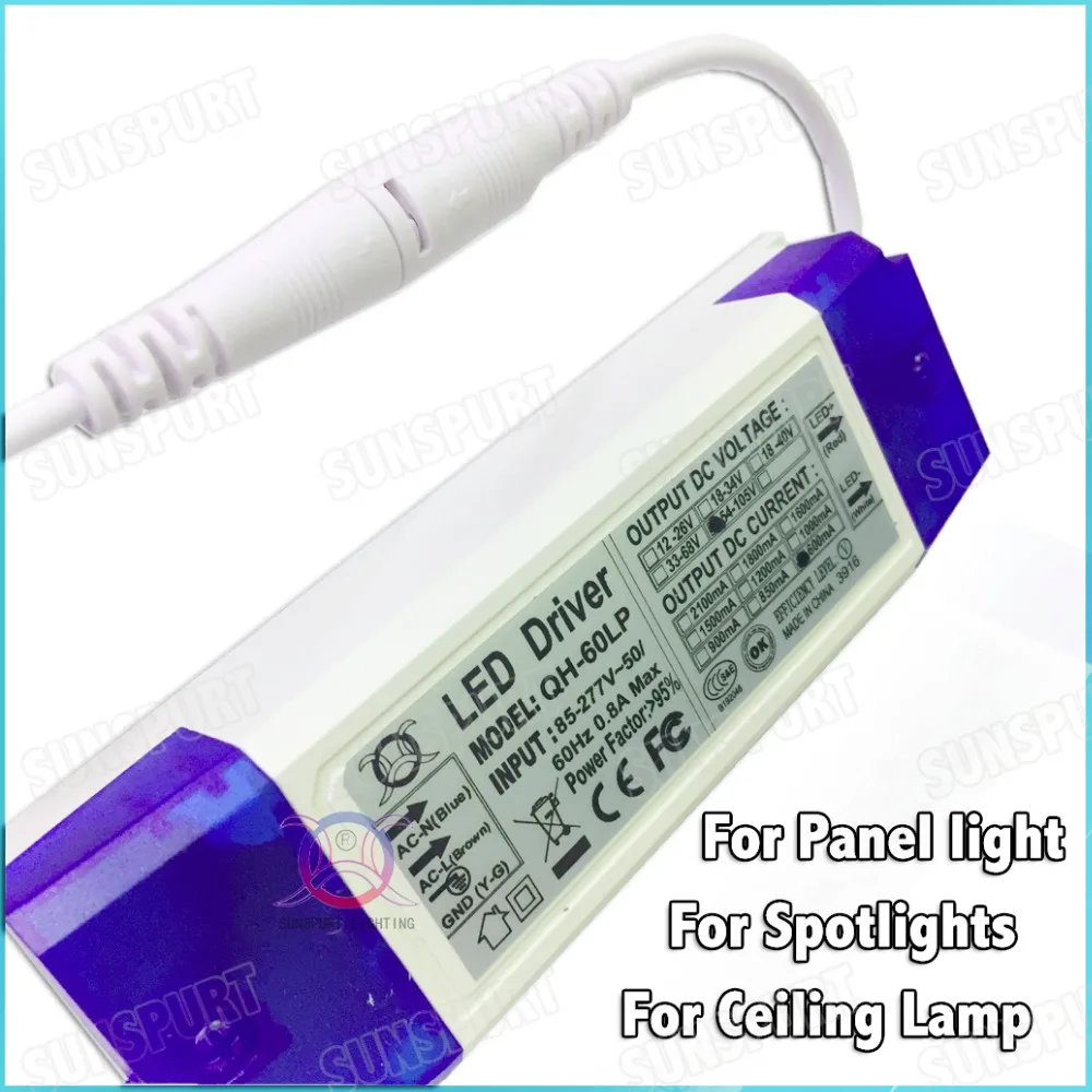 2 предмета высокого pfc 60 Вт AC85-277V Светодиодный драйвер 6-10cx5b 1500MA DC18-36V DC линии постоянного тока LED Мощность для Открытый Прожекторы