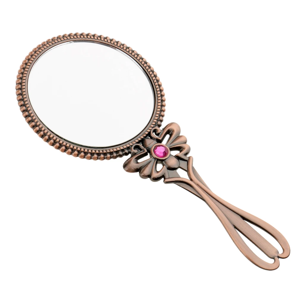 Vintage Handheld Cosmetic Ladies Mirror for Makeup Beauty Retro Magic Makeup Hand Mirror for Travel Makeup Tool