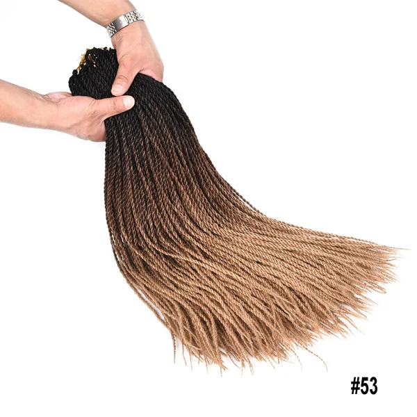 TOMO маленькие цветные Сенегальские скрученные вязанные крючком косички 24 дюйма 30 прядей синтетические волосы для косички Омбре вязанные крючком косички - Цвет: #35