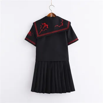 

Hot Jk Sets Japanese School Uniform School Girl Uniforms Cosplay Dark Devil Embroidery Student Collage Sailor Suit Female Black