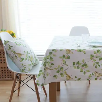 

New Arrival Table Cloth Birds And Flowers Printed High Quality Cotton Universal Tablecloth Decorative Table Cover Hot Sale