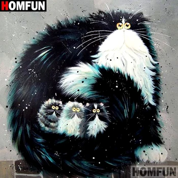 

Homfun Full Square/Round Drill 5D DIY Diamond Painting "Cartoon cat "3D Embroidery Cross Stitch Home Decor Gift A10245