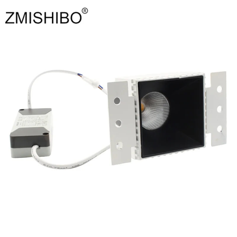 ZMISHIBO 9 светодиодный Вт COB светодиодные квадратные светильники 85-265 в 75 мм с отверстиями антибликовое глубокое вогнутое Утопленное
