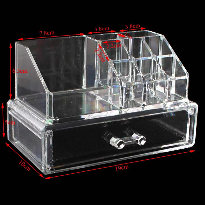 New Clear Acrylic Makeup Storage Case Drawer Nail Polish Rack Lipstick
