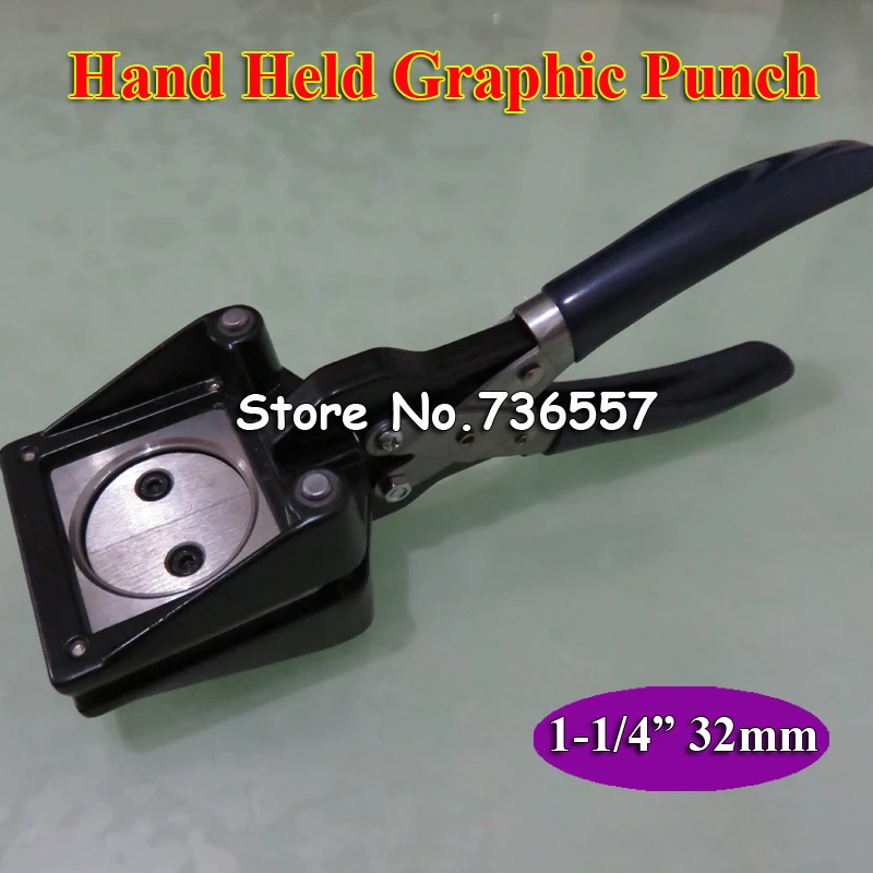 

NEW Hand Held Manual Round 32mm 1-1/4" Paper Graphic Punch Die Cutter for Pro Button Maker