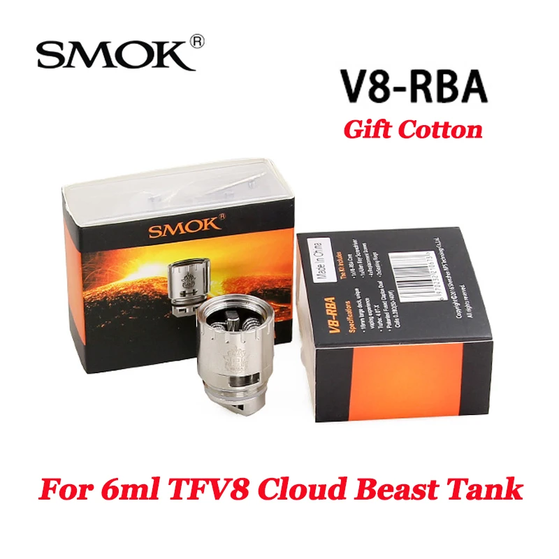 100% Original SMOK TFV8 РБА сопротивление 0.28ohm Клэптон с двойной катушкой V8 для курения