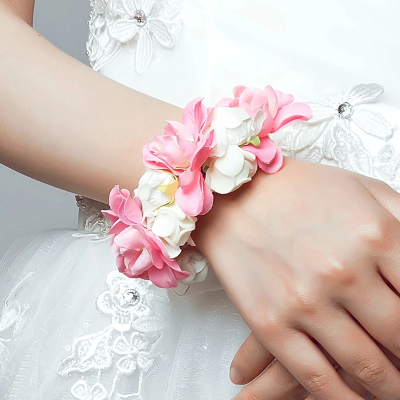 Pink Korean Bride Bridesmaid hand wrist jewelry Wedding or Prom