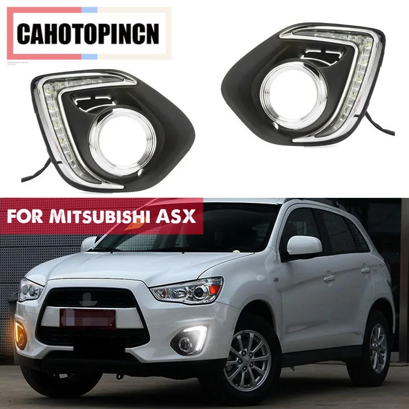 

For Mitsubishi ASX 2013 2014 dimming style Relay Waterproof 12V LED Car light DRL Daytime running lights with fog lamp hole