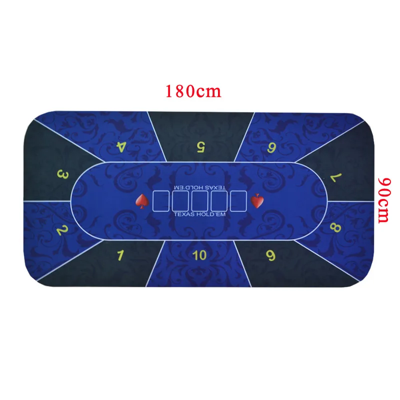 Deluxe Gambling Tables Mat Set 180x90cm Rubber Texas Hold'em Poker Table cloth Board Game Mat with 10seats Casino Fun Game