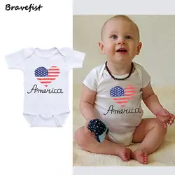 American Heart печати Детские Боди полиэстер новорожденных комбинезоны хлопковая летняя одежда для мальчиков и девочек одежда для детей 0-24 м