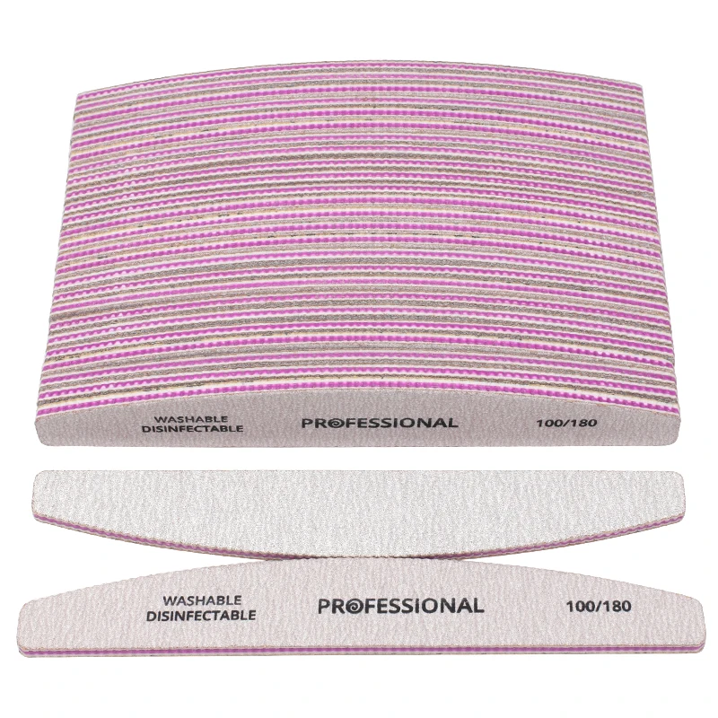 

25Pcs Nail File 100/180 Sanding Sandpaper Buffer Block Nail Polishing nagelvijl Washable Curve Manicure Salon Nail Care Tools