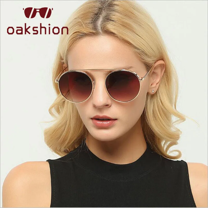 Oakshion New Fashion Lady Steampunk Round Sunglasses Men Designer Big