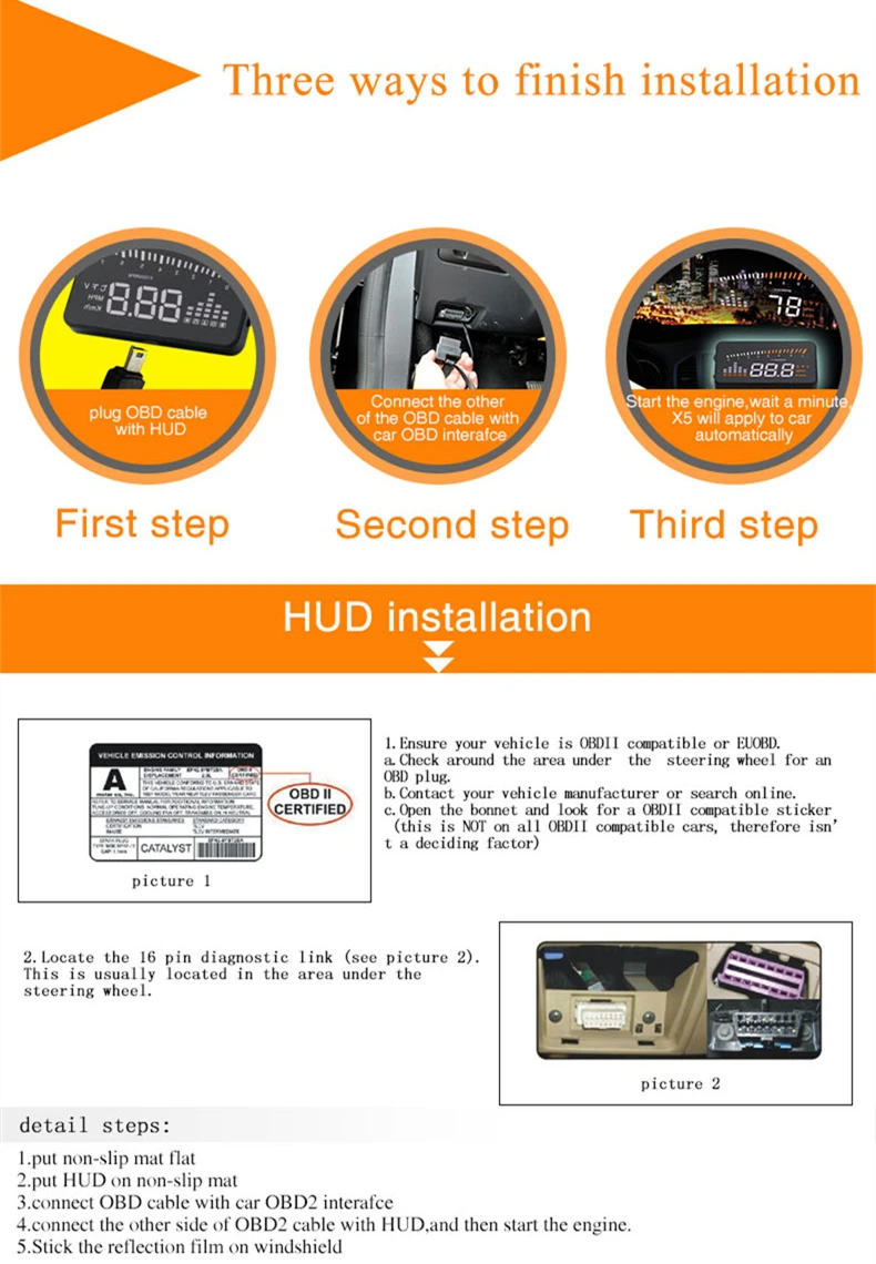 GEYIREN X5 автомобильный HUD OBD II Дисплей на голову система Предупреждение о превышении скорости проектор лобовое стекло авто электронная сигнализация напряжения