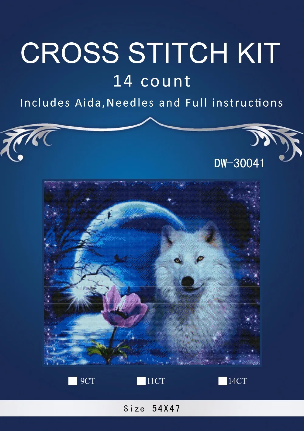 

Top Quality Lovely Hot Sell Counted Cross Stitch Kit Old World Holiday Ornaments Similar DMC dw-30041 Night Wolf