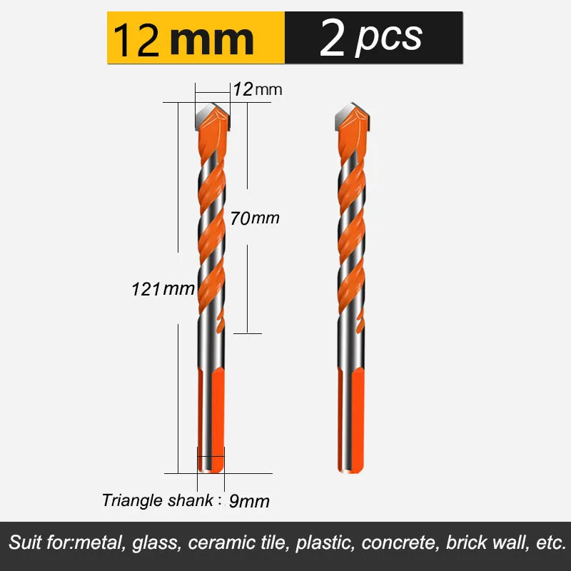 6 мм-12 мм электрические инструменты треугольный хвостовик дрель молоток бетон керамика плитка Металл сверло Набор DIY настенное Отверстие пила бурение - Цвет: D01205