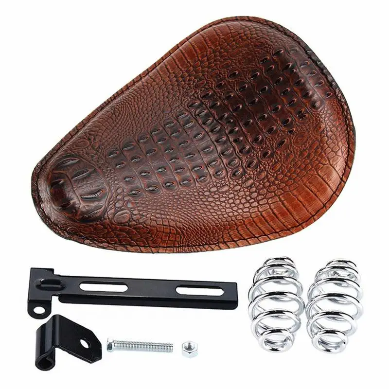 

Alligator Emboss Synthetic Leather Solo Seat Chrome Barrel Springs Mounting Bracket Set for Sporster 883 1200 Chopper Bob