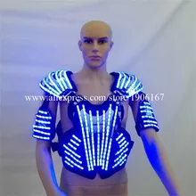 Лидер продаж LED робот световой костюм Костюмы/светло Костюмы светодиод мигает выполнение Панцири для сценического шоу Костюмы для бальных танцев Одежда для танцев