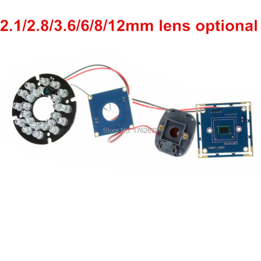 2 мегапикселя MJPEG 60 кадров в секунду 1280*720 30 1920*1080 CMOS OV2710 mini IR cut & 24 шт. ИК