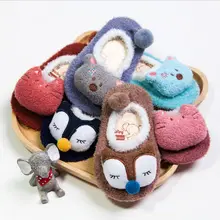 Милые Нескользящие носки с милыми животными для маленьких мальчиков и девочек Мягкие плюшевые хлопковые носки повседневные носки для малышей