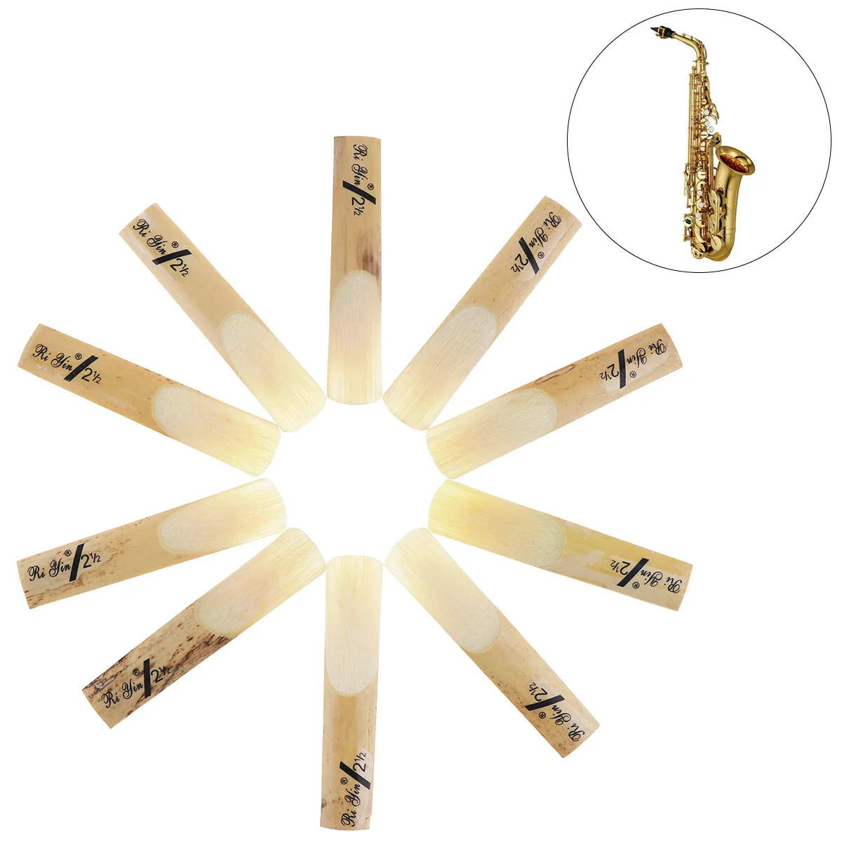 

10pcs Tenor bB Saxophone Sax Bamboo Reeds 2-1/2 Strength 2.5 for Saxophone