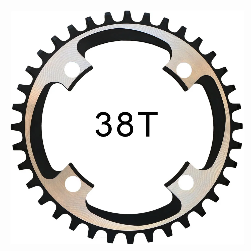 AL7075 104BCD MTB шатун для дорожного велосипеда 30T 32T 34T 36T 38T 40T 42T XT Звездочка узкая широкая велосипедная цепь круг шатунная пластина - Цвет: 38T Black