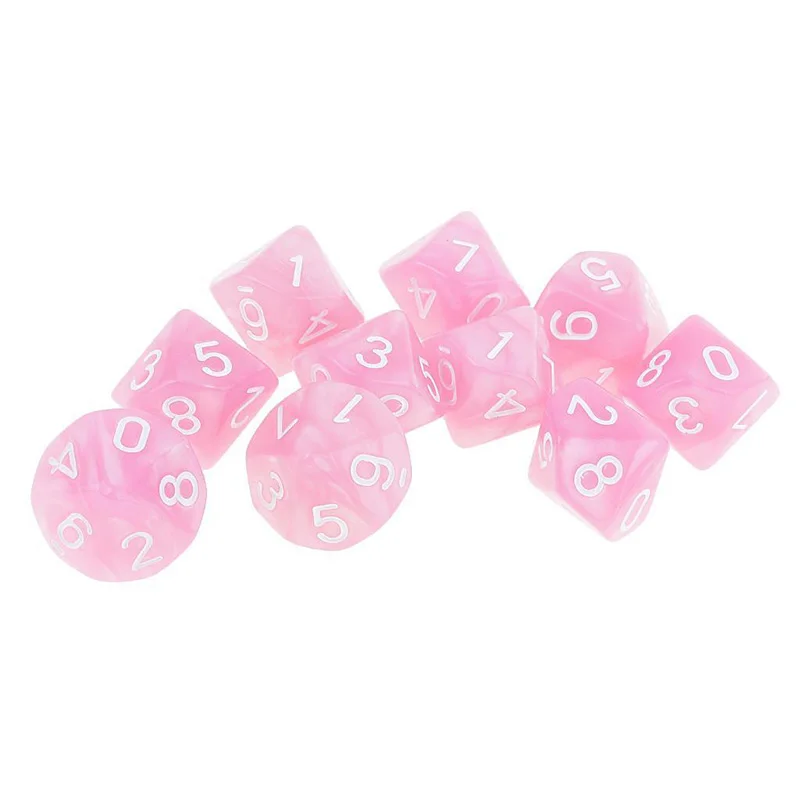10 шт. многогранные кости 10-сторонние кости для подземелья и драконов DND MTG прекрасные 16 мм