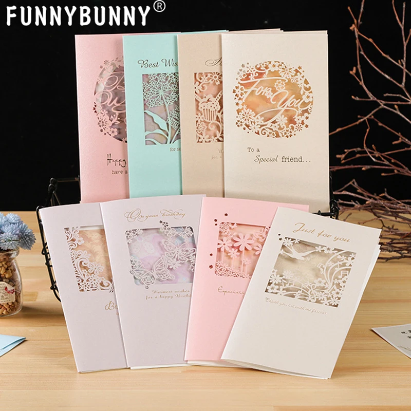 

FUNNYBUNNY Romantic Hollow Out Party Wedding Invitation Greeting Card Fashion Cards for Business Ocassion Christmas Gift Cards
