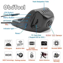 170 Degree Wifi Car DVR Registrator Video Recorder Camcorder Dash Camera 1080P Night Version for Andoir IOS
