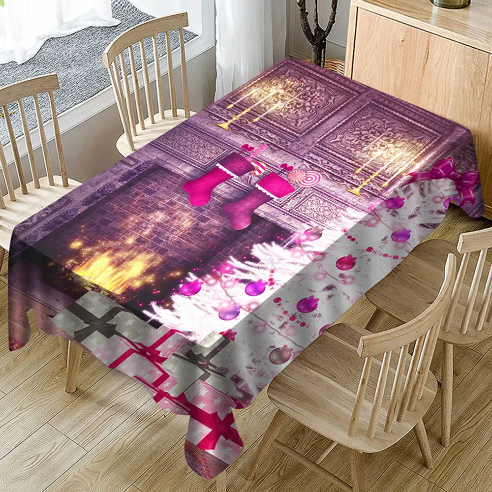 

Christmas Tablecloth Print Rectangle Table Cover masa ortusu Holiday Party Home Decor table cloth rectangular
