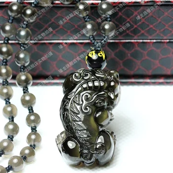 

2018 Top Fashion New Bracelet Erkek Bileklik Pulseira Feminina Fan Dragon Light Natural Ice Obsidian Pendant Pi Xiu Long And