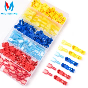 

120PCS Quick Splice T-Tap Wire Terminals Spade Connectors Set Electrical Connectors Fully Insulated Male Spad Disconnects Kit