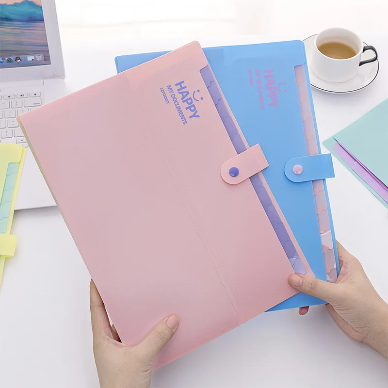 

1pcs Korean Version Of Cute Smiling A4 Folder Multi-layer Organ Package School Supplies Stationery