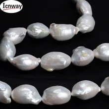 Натуральный AA Белый Жемчужное ожерелье Reborn искусственный жемчуг в стиле барокко 16*12 мм 15 дюймов DIY ожерелье браслет icnway